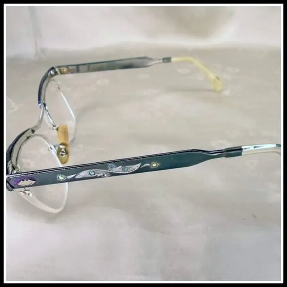 Vintage Cat Eye Glasses With Rhinestones 40s Retro Cateyes VFG - Picture 4 of 14